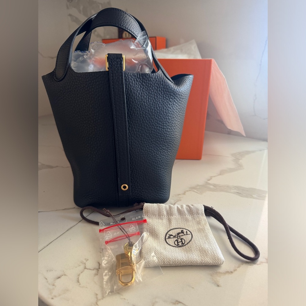 Brand New Hermes Picotin Lock 18 Black Gold Hardware